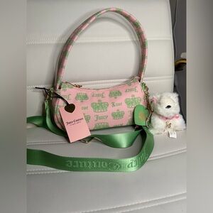 NWT Juicy Couture Viral Juicy Festival Pink Diamond & Retro Shoulder w Bag Charm